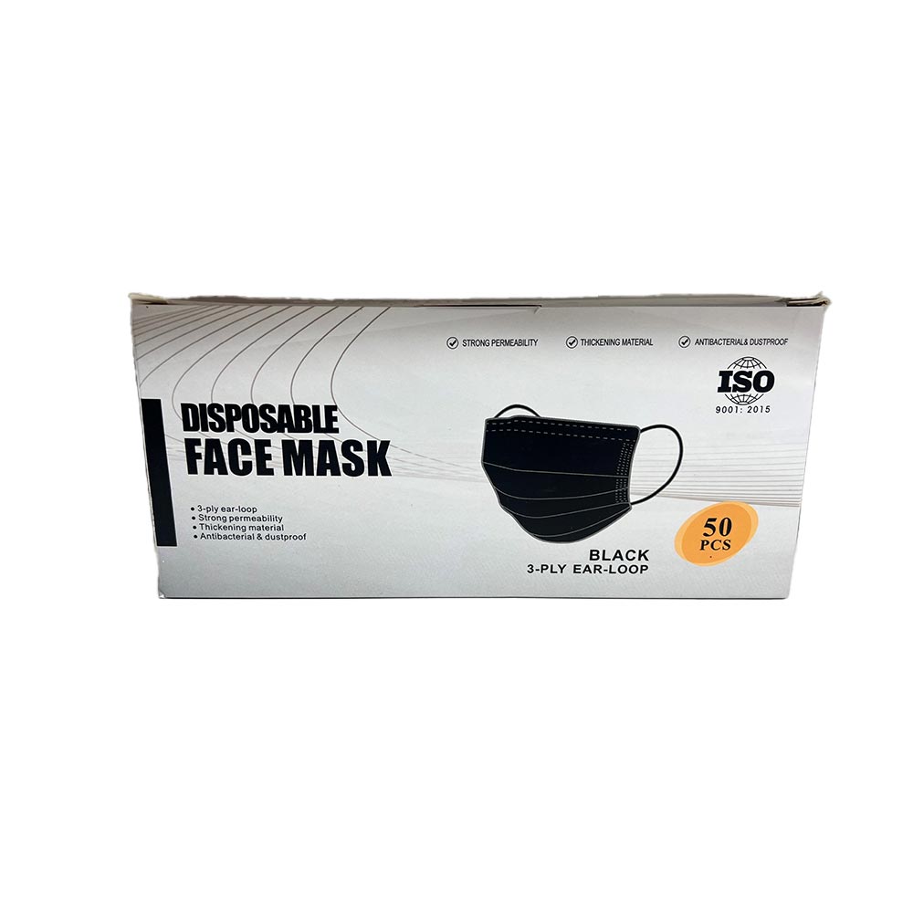 Zwarte Mondmasker - Face Mask 3 Laags 50 Stuks