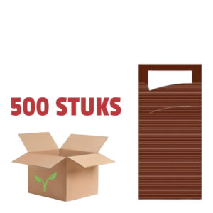 Bestekzakjes Bruin Met Witte Servet - 500 Stuks