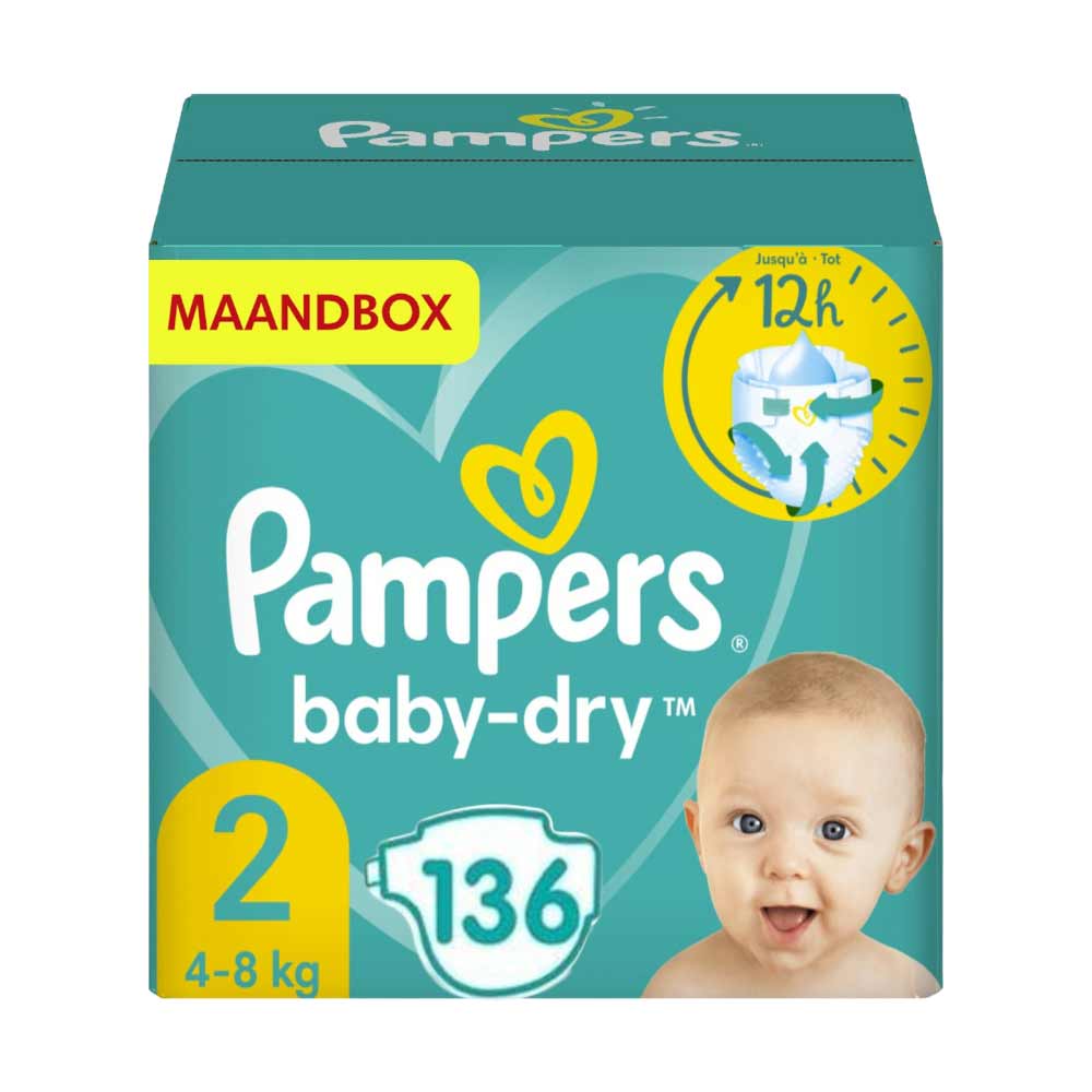 genie Vies zij is Pampers Baby-dry Maat 2 (4-8kg) - 136 Luiers - Voordeelverpakking