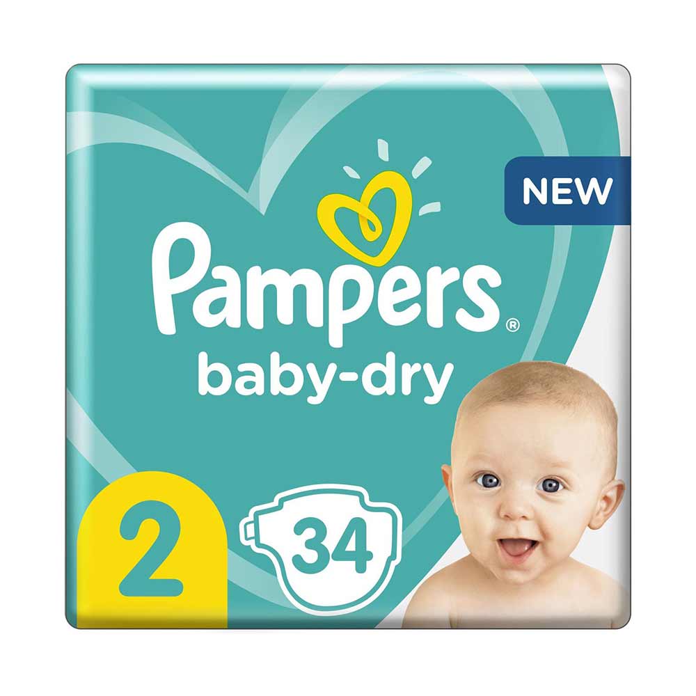 Ongemak Ondergedompeld het einde Pampers Baby-dry Maat 2 (4-8kg) - 34 Luiers - YecStore