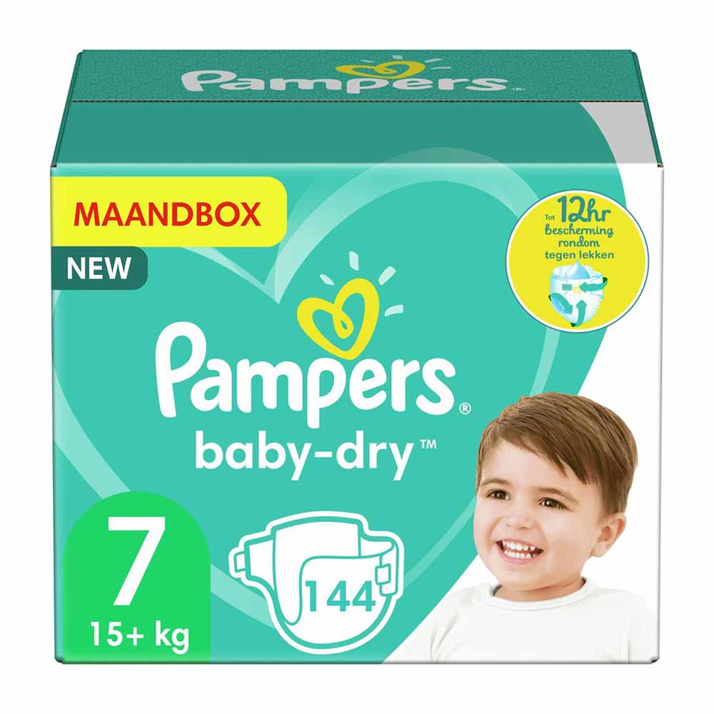 Pampers Baby-Dry Luiers - 7 (+15 kg) 144 Stuks Aanbieding