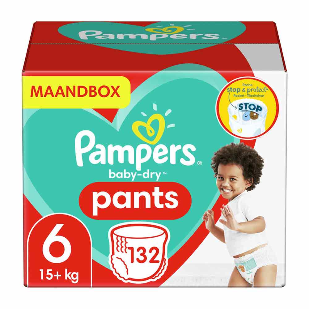 Pampers Maat 6 Baby-dry Pants - Aanbieding 132 Luierbroekjes