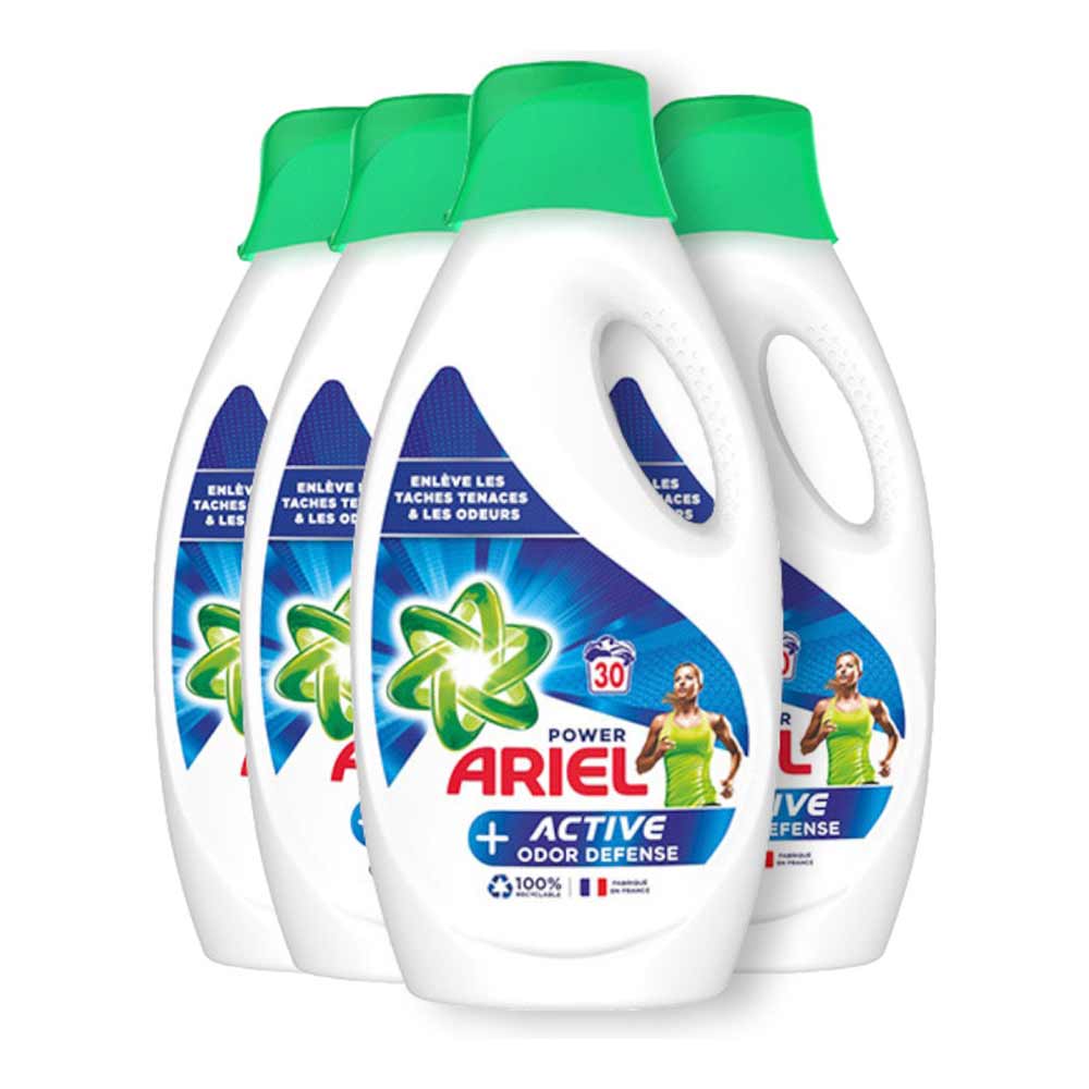 Ariel Vloeibaar Wasmiddel Geurbestrijding +Active - 4 x 30 Wasbeurten - Voordeelverpakking