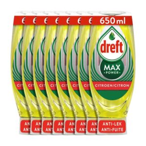 Dreft Max Power Lemon - Afwasmiddel - Voordeelverpakking - 8 x 650 ml