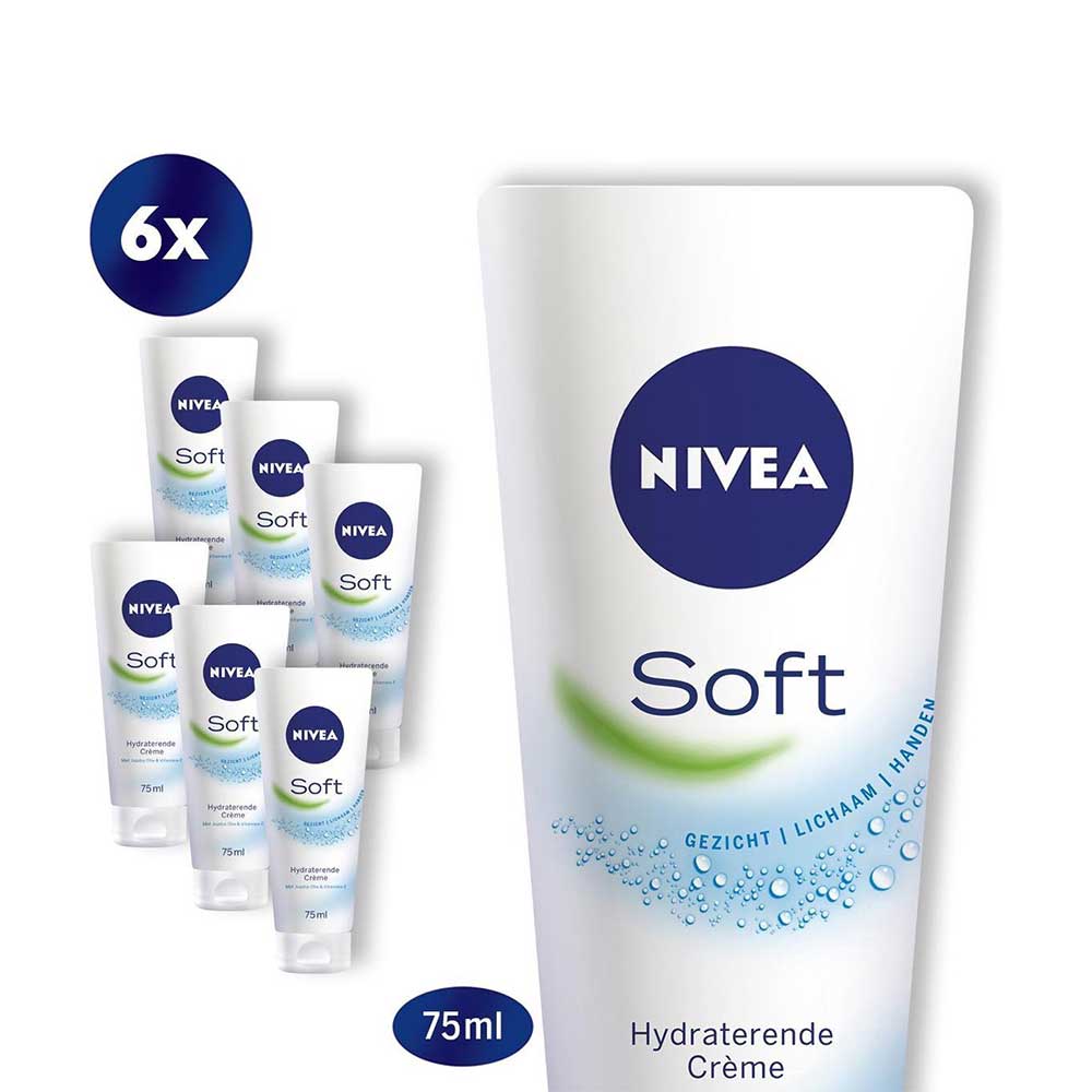 NIVEA Soft Bodycreme - Voordeelverpakking 6 x 75 ml