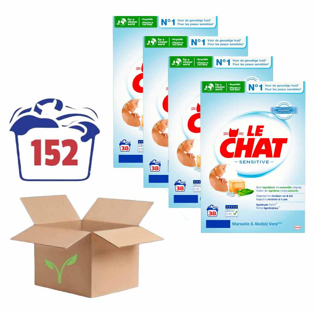 Le Chat Waspoeder Hypoallergeen - Voordeelverpakking - 4 x 38 Wasbeurten
