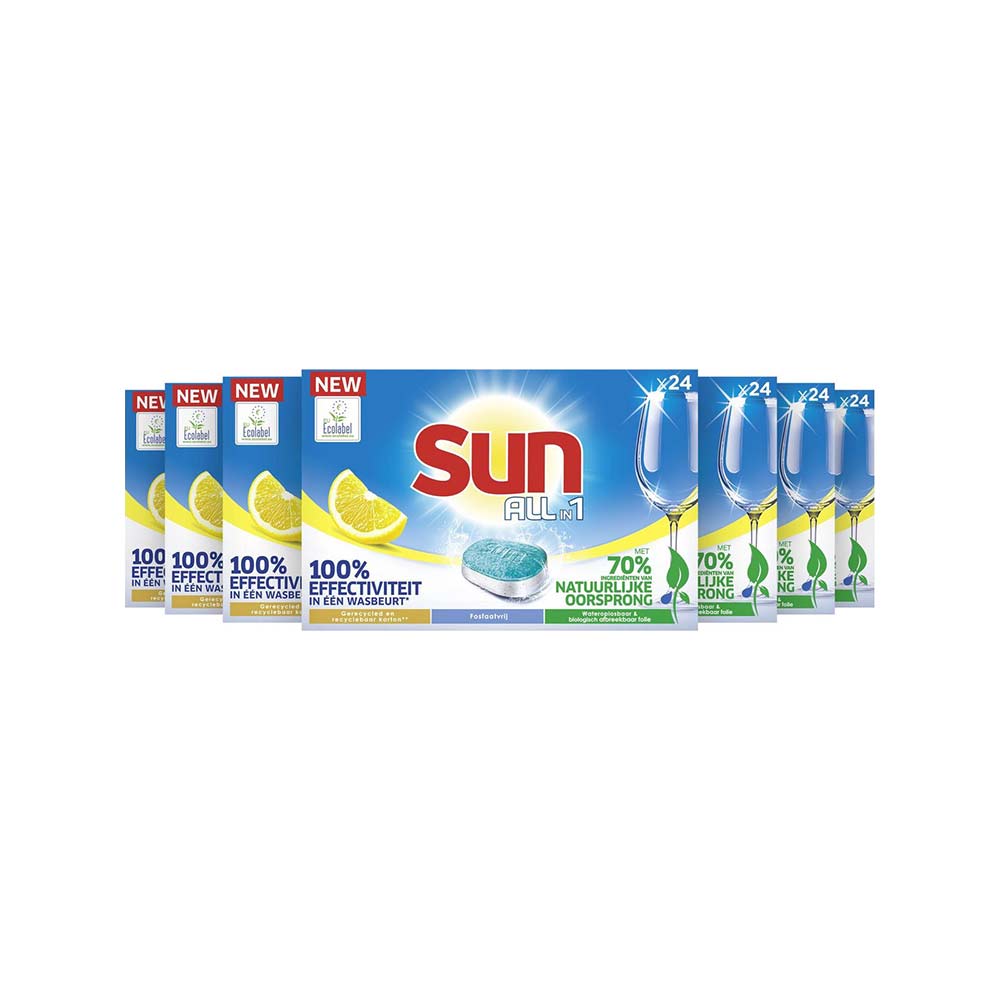 Sun Allin1 Vaatwastabletten Citroen 7 x 24 Tabletten Voordeelverpakking