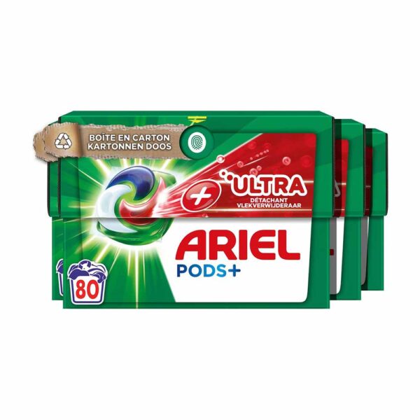Ariel Wasmiddel Pods+ Ultra Vlekverwijderaar - 4 x 20 Wasbeurten Voordeelverpakking